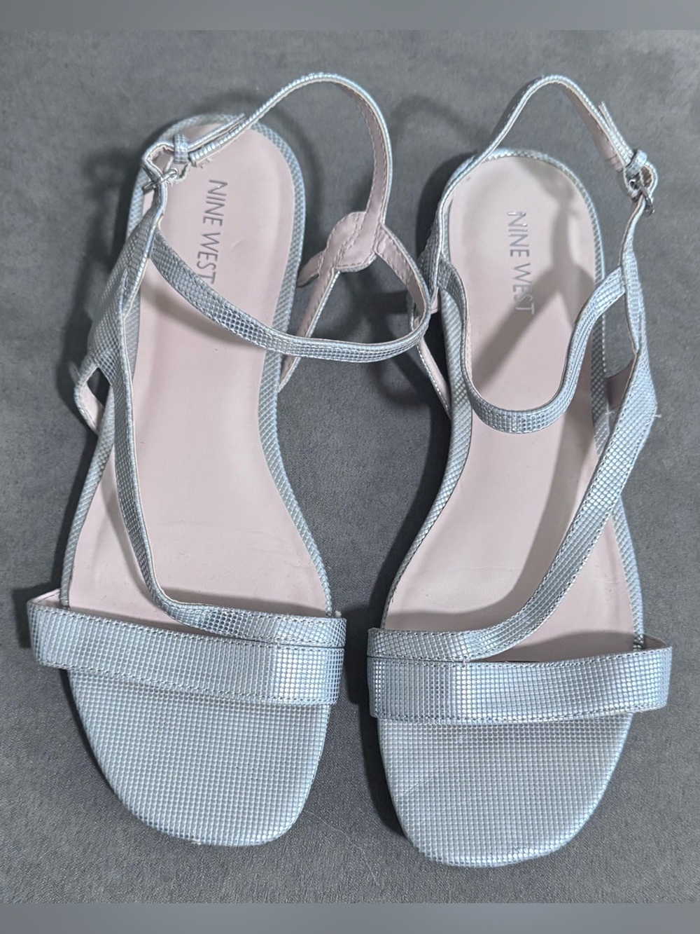 Nine West Light Silver-Strap Open Toe Sandals